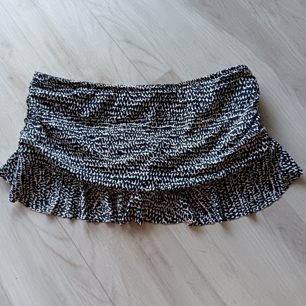 La Blanca Bikini Tie Halter Top Swim Skirt Black White Size 10 - Picture 10 of 16